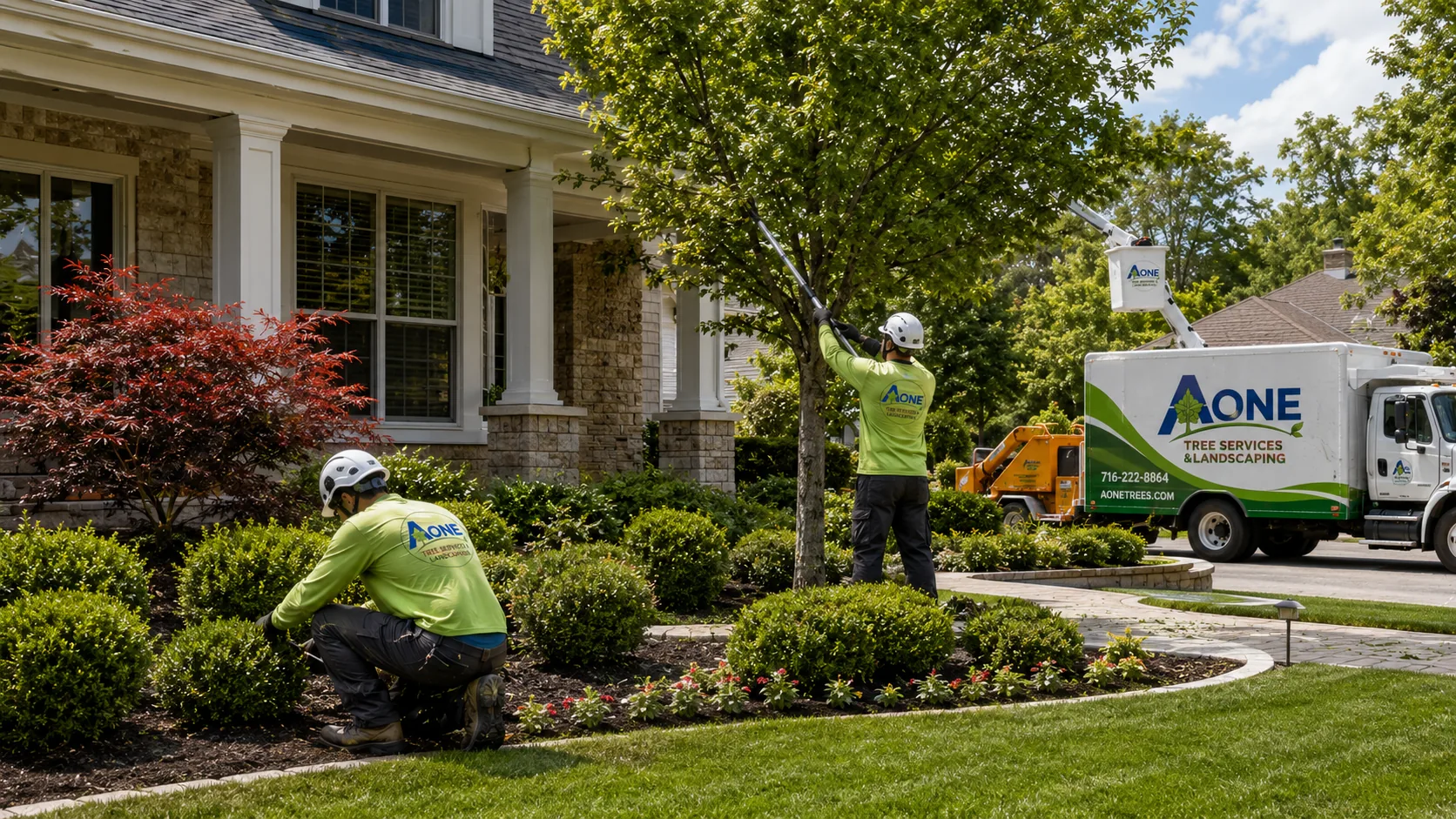 Professional tree care and landscaping project in Buffalo